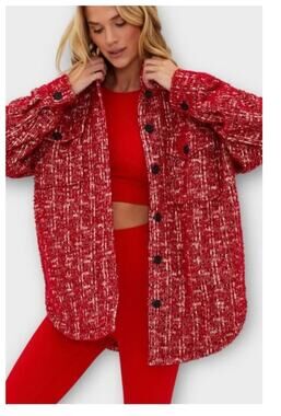 NEW Beach Riot Noelle Shacket in Merry Sparkle Tweed Size Large